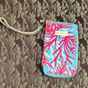 Lilly Pulitzer Pink and Blue Coral Wristlet